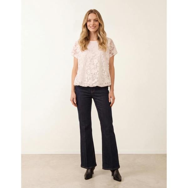 Blue Vanilla Floral Sheer Overlay Top