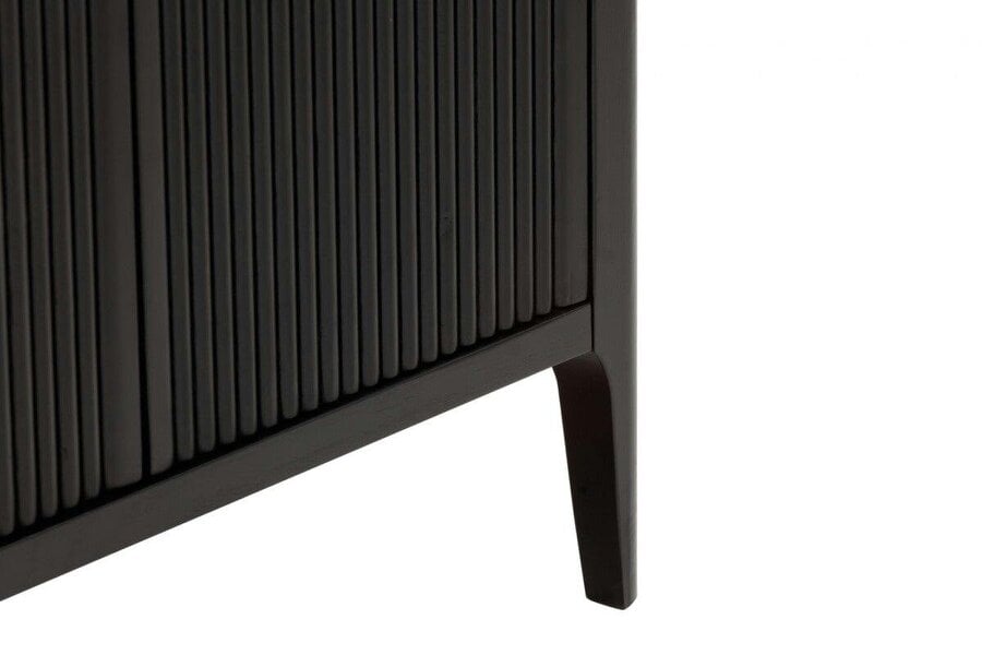Wyld Haus Modena Large Black Wood Ribbed Storage Sideboard