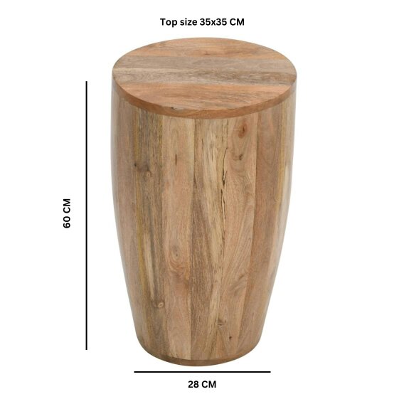 Wyld Haus London Natural Mango Wood Drum Side Table