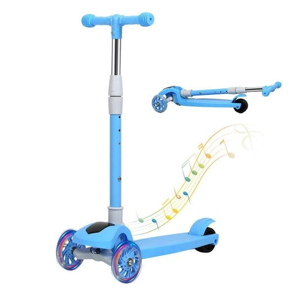 Dekko Kids Scooter Foldable Adjustable Height Flashing LED Light Music 3 Wheels