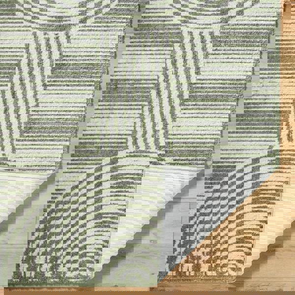 Livabliss Fossay Shag-Washable Beige Green Modern High Pile Rug