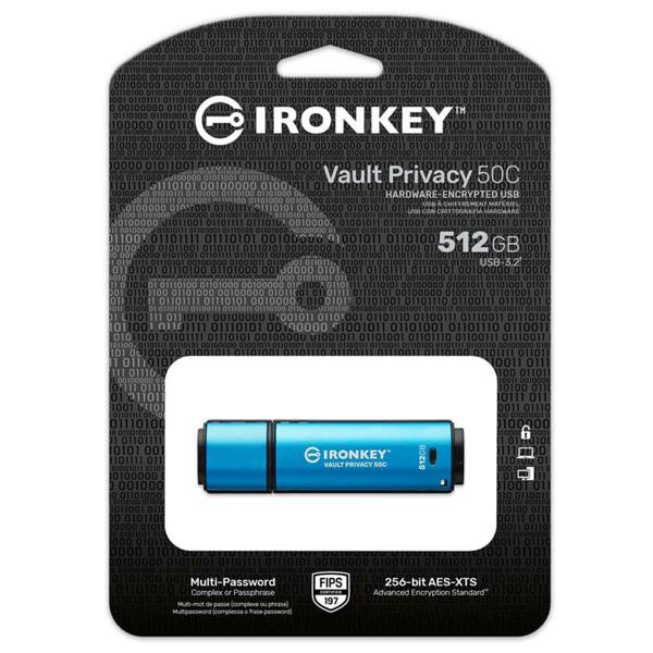 Kingston IronKey Vault Privacy 50 Type-C XTS AES Encrypted USB Flash Drive 512GB
