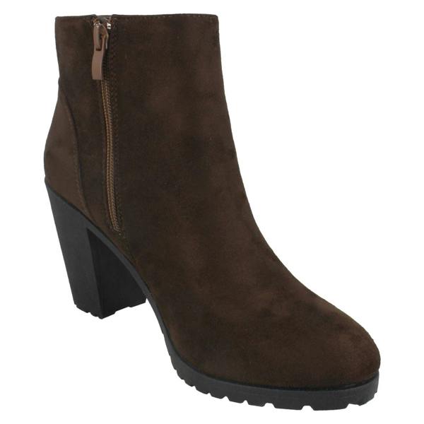 Spot On Ladies Spot On Ankle Boots With Zip Detail