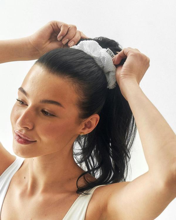 Elk & Bloom Soft 100% Cotton White Chunky Hair Scrunchie