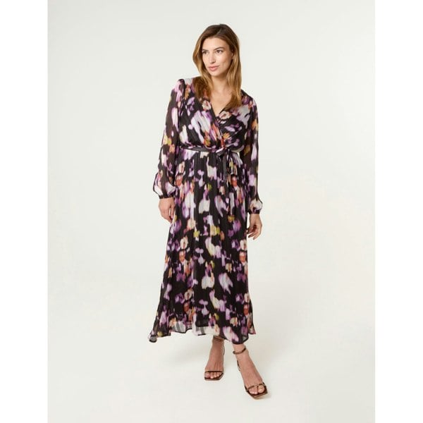 Blue Vanilla Lurex Watercolour Wrap Maxi Dress