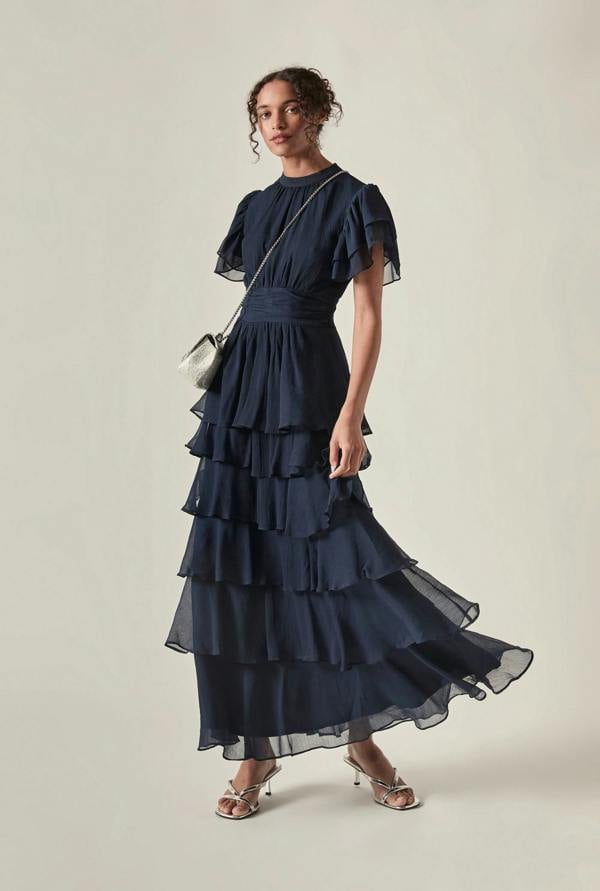 James Lakeland Tiered Ruffle Maxi Dress – Navy