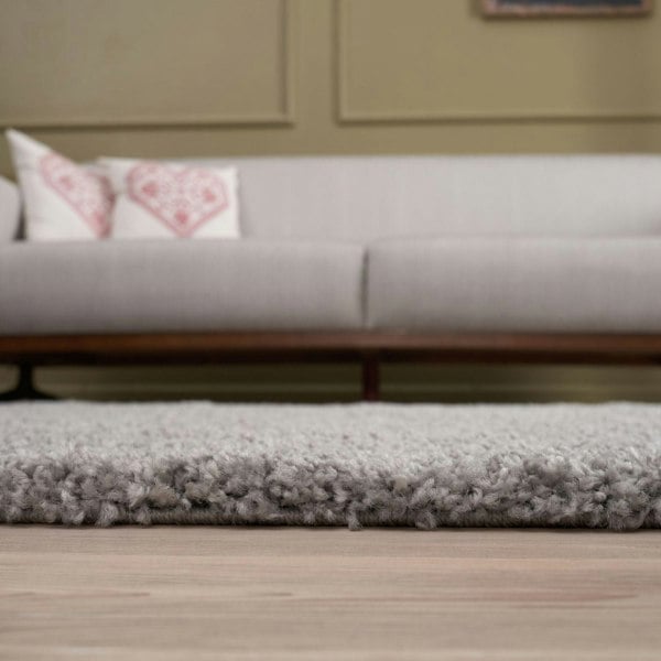Grey shaggy rug Easy to clean, Colourfast, Resilient, Pet-friendly