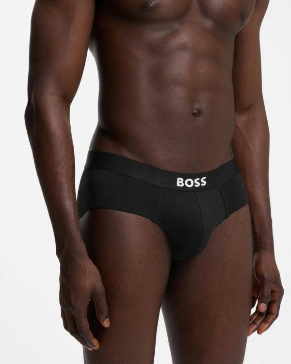 BOSS Orange Three - Pack Low - Rise Briefs in Stretch Cotton - Black 001 | CHO | Designer Mens,Underwear & Socks,Underwear,Mens,Underwear & Socks