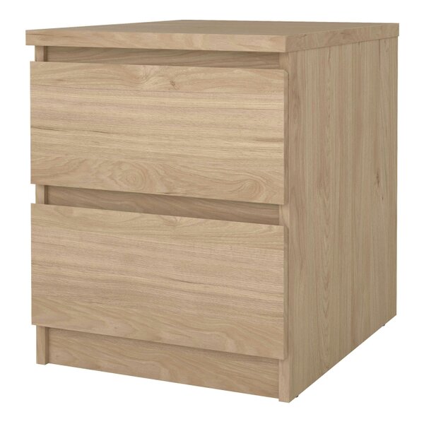 Wyld Haus Budapest Natural Oak Effect Wood Bedside Table 2 Drawers