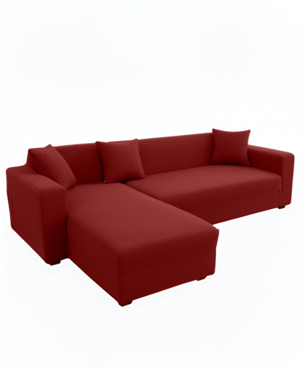 Anyseat 4 Seater Sofa Cover Plain Wine Red Style and Protection For Living Room Sofa Chair Elastic Stretchable Slipcover