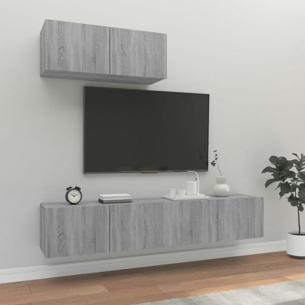 Berkfield 3 Piece TV Cabinet Set Grey Sonoma Engineered Wood