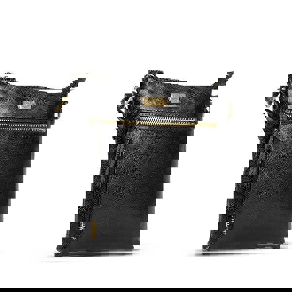 Assots London 'RUE' Black Polished VT Real Leather Crossbody Bag