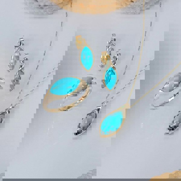 Gemondo Classic Marquise Turquoise Ring in 9ct Yellow Gold