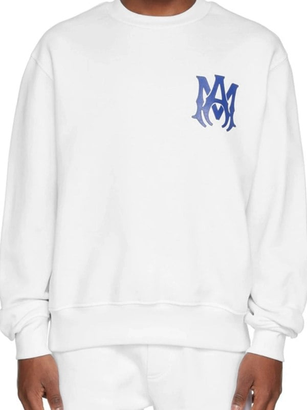 Amiri Kids MA Logo Crewneck – White / Blue