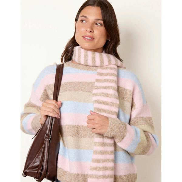 Blue Vanilla Stripe 2 in 1 Scarf Jumper