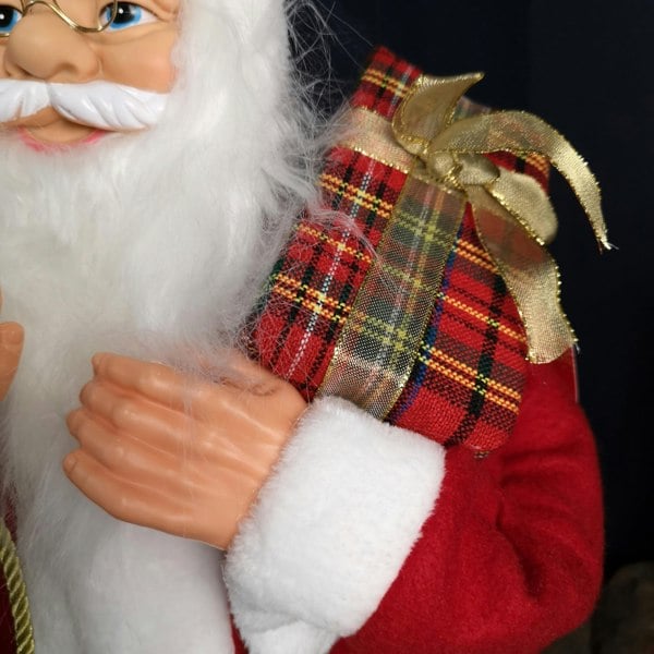 Samuel Alexander 80cm Red Standing Santa Claus Indoor Decoration with Present and Green Sack