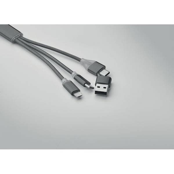 MidOcean 4 in 1 Keyring Charging Cable - Titanium - 