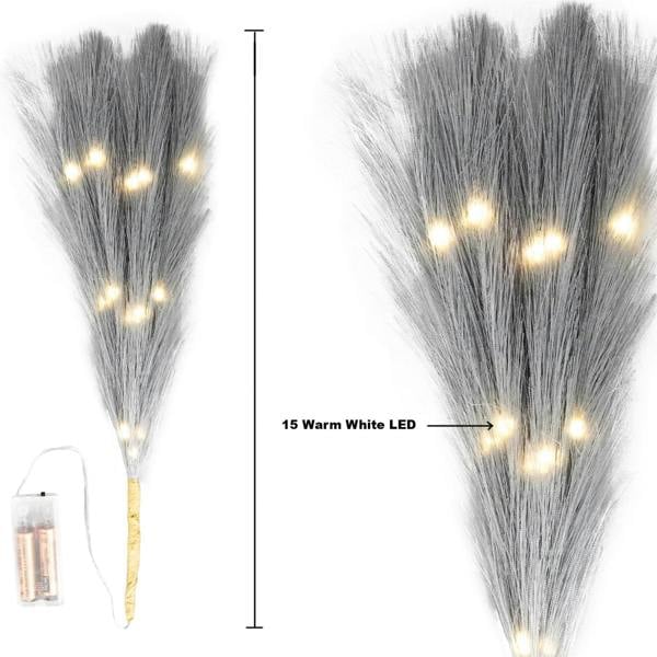 45cm to 100cm Prelit Grey Pampas Grass with Warm White LEDs, Battery Operated Indoor Decoration image 6