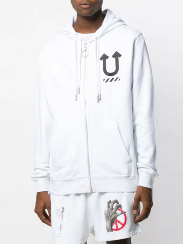 Off-White x Undercover Skeleton Crossover Reversible Zip Hoodie – White