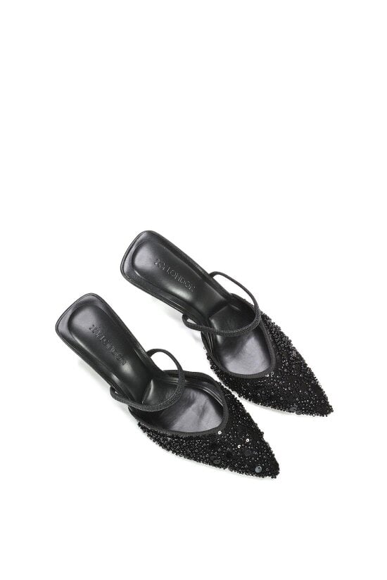 XY LONDON Slingback Stiletto High Heel Rhinestone Embellished Court Shoes