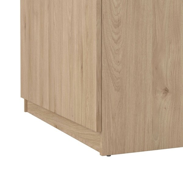 Wyld Haus Budapest Black and Natural Oak Effect Wood Shoe Cabinet 4 Doors 1 Drawer