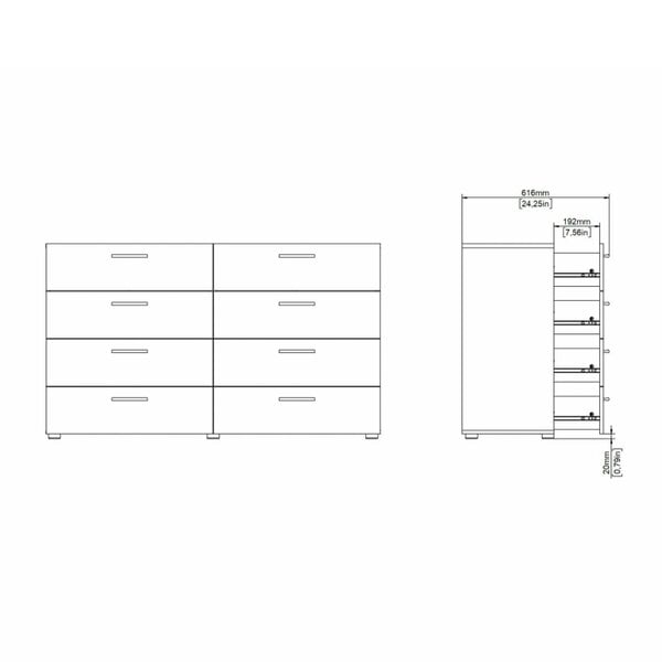 Wyld Haus Daejeon Black Wooden Wide Chest 8 Drawers