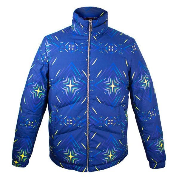 David WeJ Ethnic Print Padded Bomber Jacket - Blue Multi