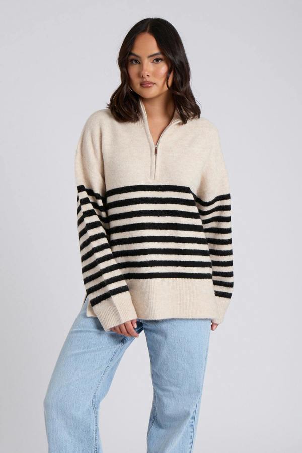 Urban Bliss Half Zip Stripe Jumper