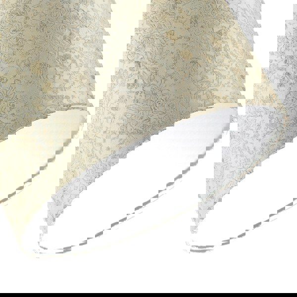 Chic Textured Off-Cream Jacquard Drum Shade with Gold Foil Decor Print Image 3