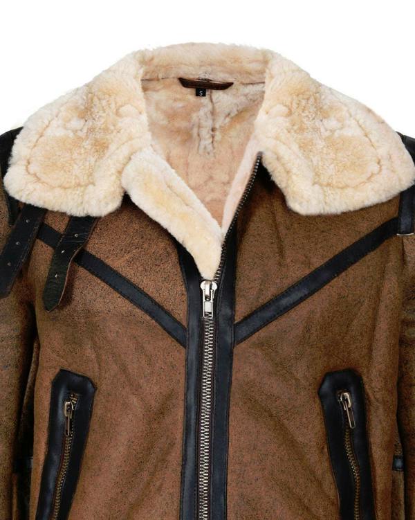Infinity Leather Mens Brown Vintage Pilot B3 Sheepskin Jacket- KNOXVILLE