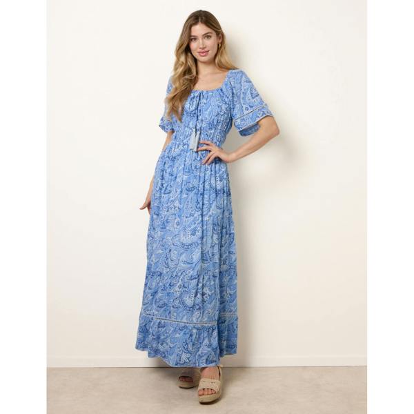 Blue Vanilla Ladder Trim Detailing Bardot Dress