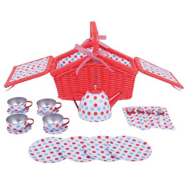 Bigjigs Toys BJ630 Spotted Basket Tea Set