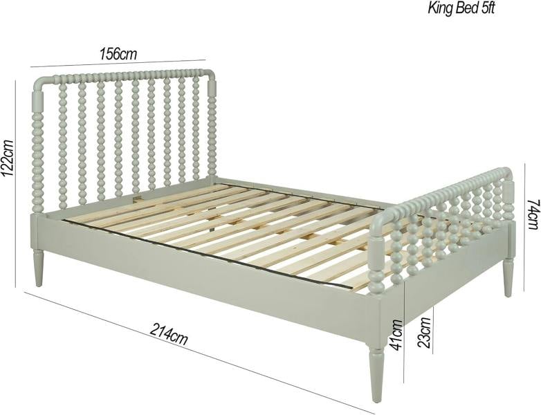 Statement Furniture Cromwell Wooden Bed Frame with Bobbin Design Headboard and Foot End - Pale Olive