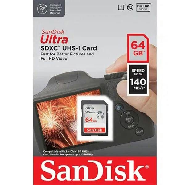 SanDisk Ultra SDXC Memory Card 140MB s UHSI Class 10 64GB
