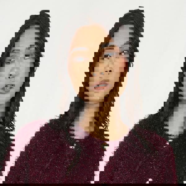 Brave Soul Wine Fluffy Tinsel Knit Cardigan - Wine Image 4