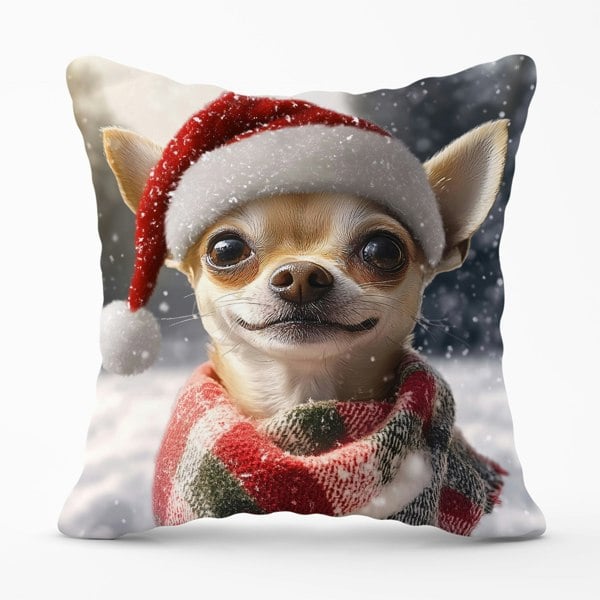 Warren Reed Christmas Chihuahua Cushion