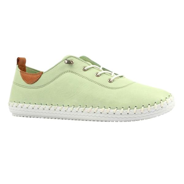 Lunar Womens St Ives Animal Print Leather Soft Plimsolls - Sage