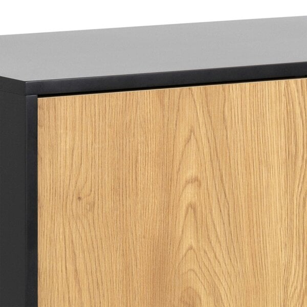 Wyld Haus El Paso Black Metal and Wild Oak Veneer 1 Door 3 Drawer Small Sideboard