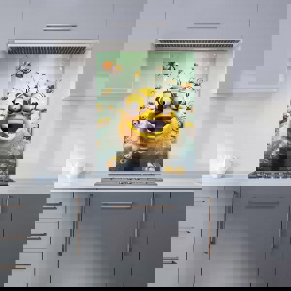 Warren Reed - Designer Happy Worm And Bees Splashart Kitchen Splashback