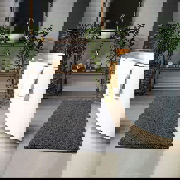 Washable Charcoal Shaggy Rug | British-Made Luxury |The Rug