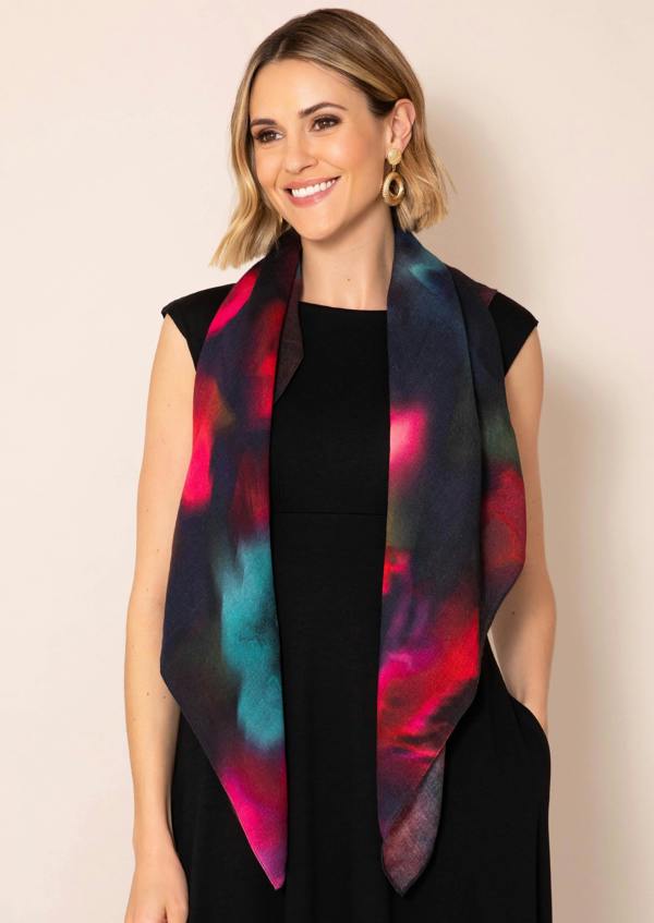 Alie Street London Leoni Silk Wool Scarf (Moonlit Florals)