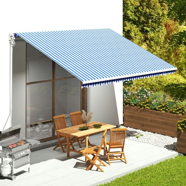 Berkfield Replacement Fabric for Awning Blue and White 4.5x3.5 m