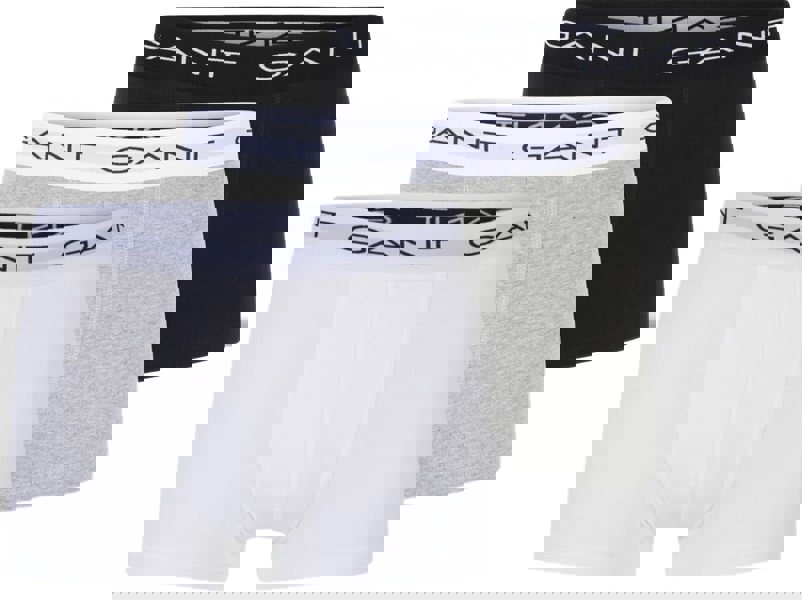GantTrunks 3 - pack3 - Pack Classic Logo Boxer Trunks, Black/White/GreyBoxers - and - Briefs.net