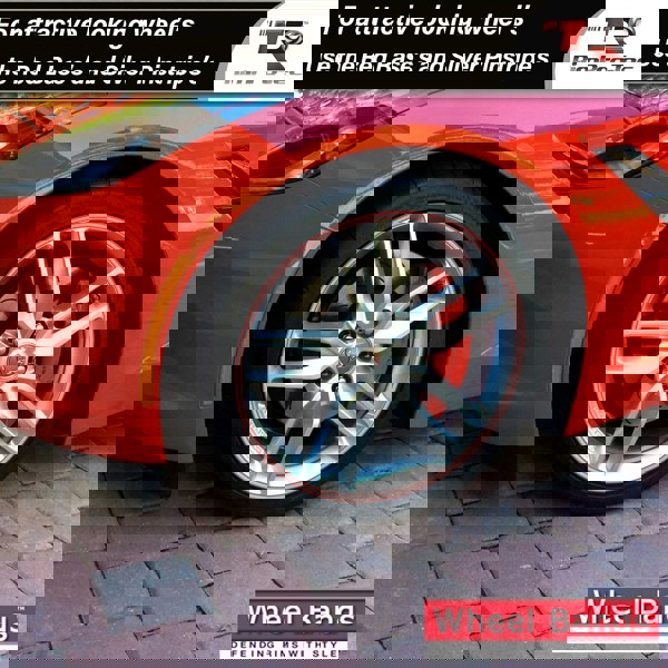 RimPro-Tec Group 4x Red Base's 4x Silver Pinstripe's / RimPro-Tec® Wheelbands™ car wheel styling kit