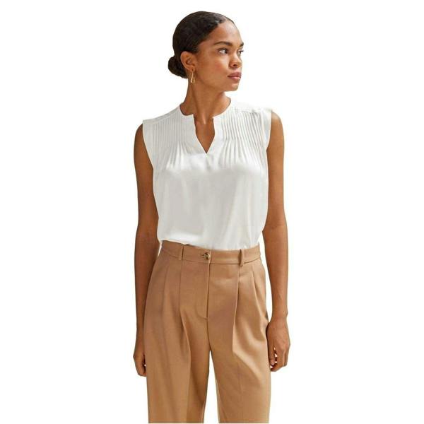 Boss Womens/Ladies Pintuck Notch Neck Regular Blouse - White - 