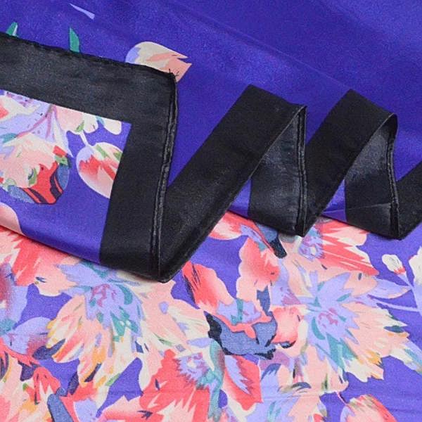 Anyyou Scarf for Women Army Blue Printed Polyester Silk Big Square Silk 90*90cm Satin For Spring Summer Autumn Winter