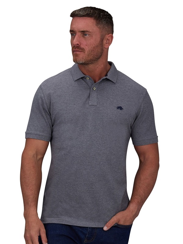 Raging Bull Mens Classic Organic Polo Shirt - Grey Marl