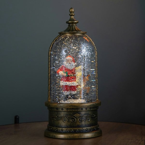 Samuel Alexander 29cm Battery Operated Light up LED Christmas Cloche Water Spinner with Santa & Deer Scene