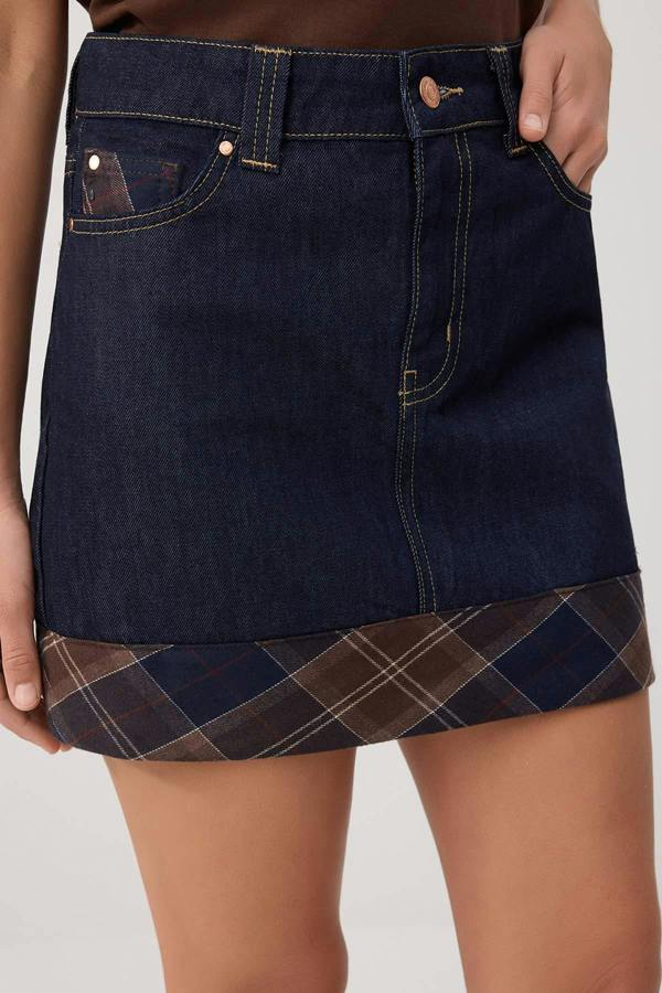High Waist Detail Mini Denim Skirt