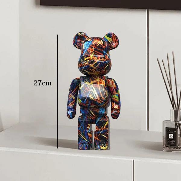 Graffiti Bear Resin Statue Decor | Modern Colourful Bear Ornament 27cm